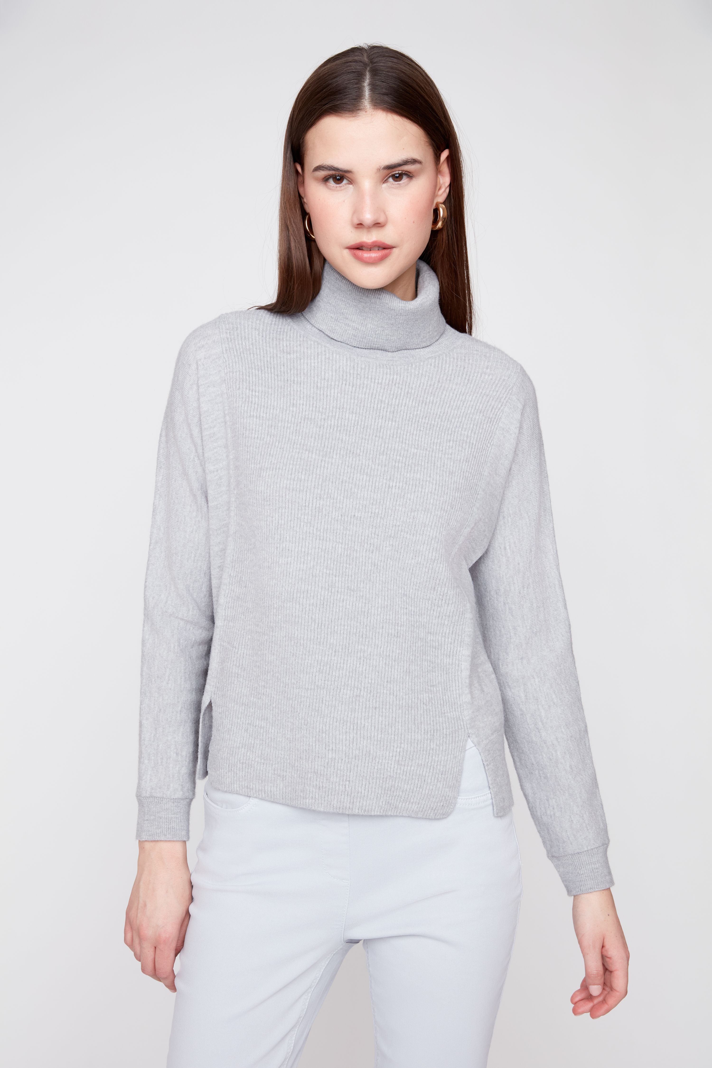 Renuar R6947 Essential Rib Detail Turtleneck Knit Sweater