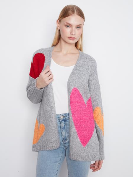 Charlie B C2168 Heart Open Front Cardigan