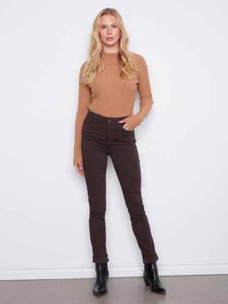 Charlie B C5309YR-188B Cuffed Hem Slim 5 Pocket Colored Twill Pants