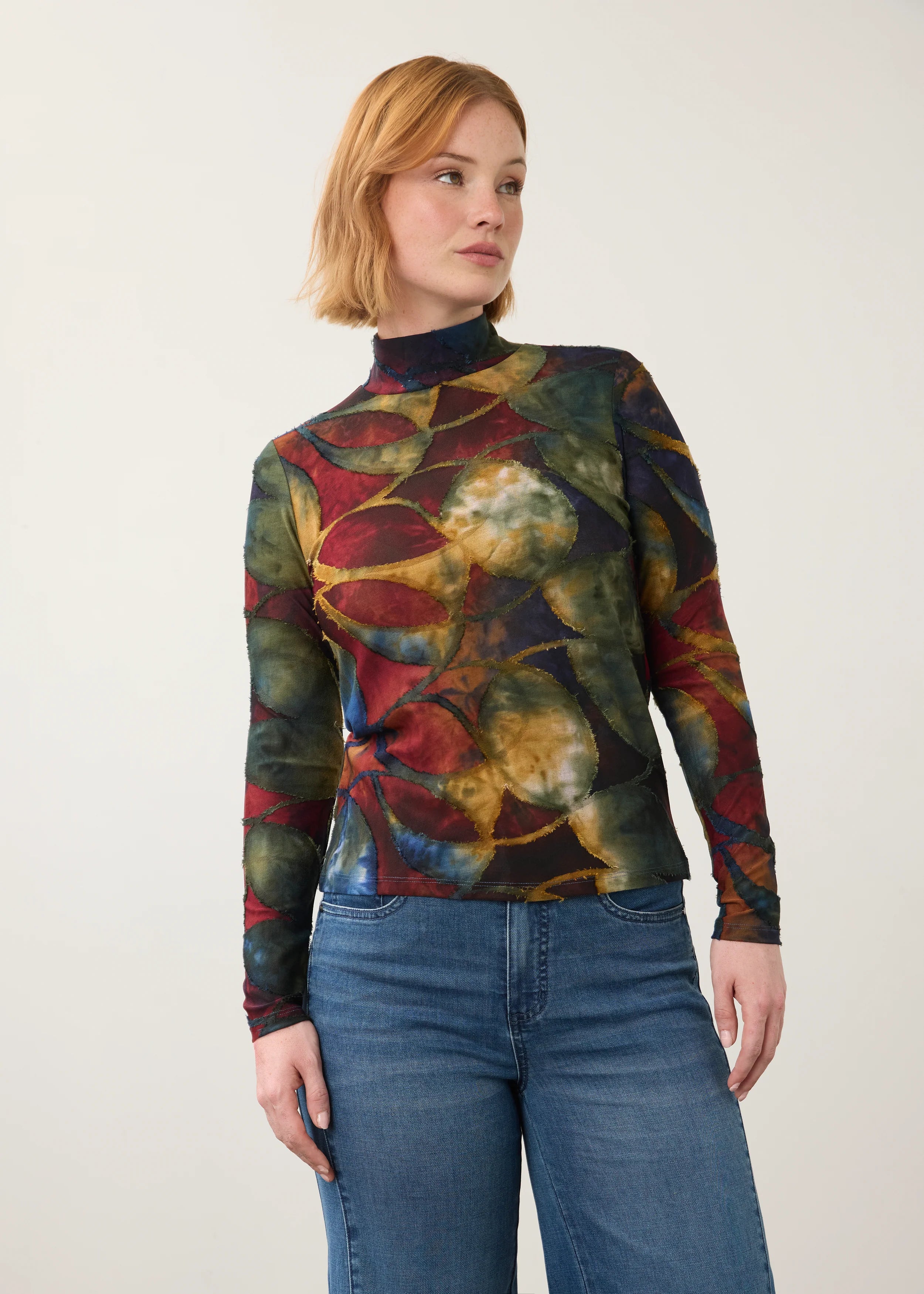 FDJ 3642126 Long Sleeve Mock Neck Top
