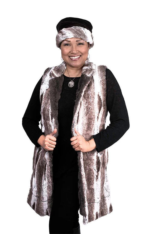 Pandemonium F591 Reversible Mandarin Faux Fur Vest