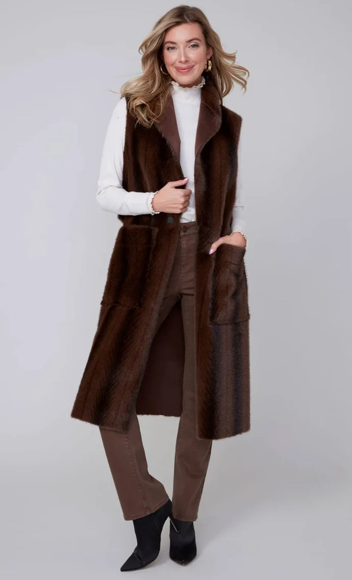Renuar R3925 Faux Fur Duster Vest