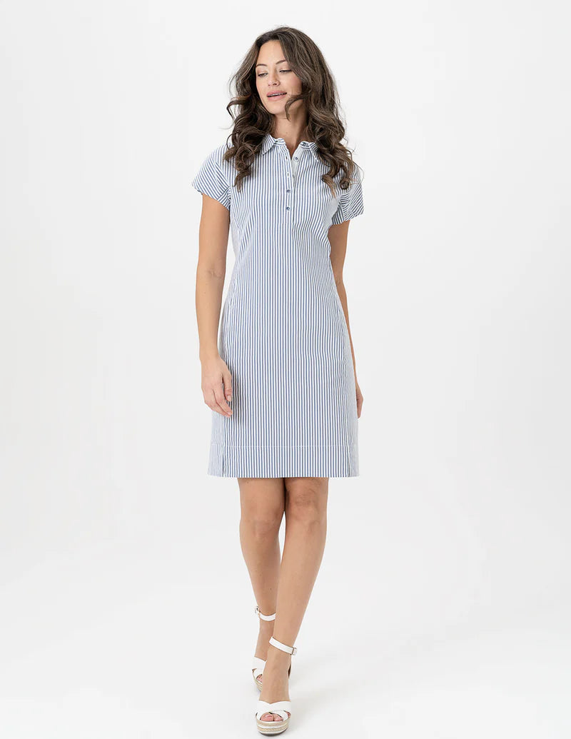 Renuar R4299 Classic Collar Striped Dress